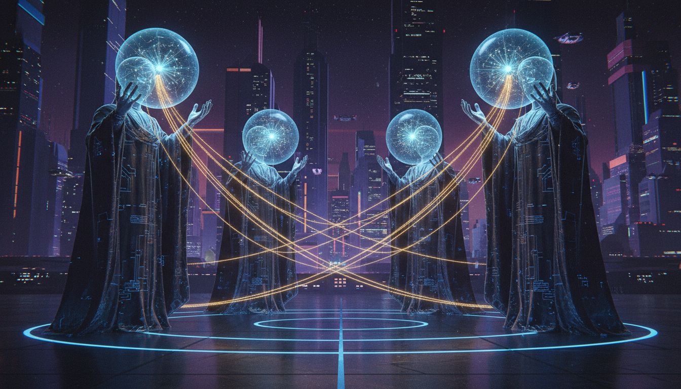 Guardians governance system diagram showing Helius, Jito, Anza, and DoubleZero infrastructure nodes securing the Solana Mobile network