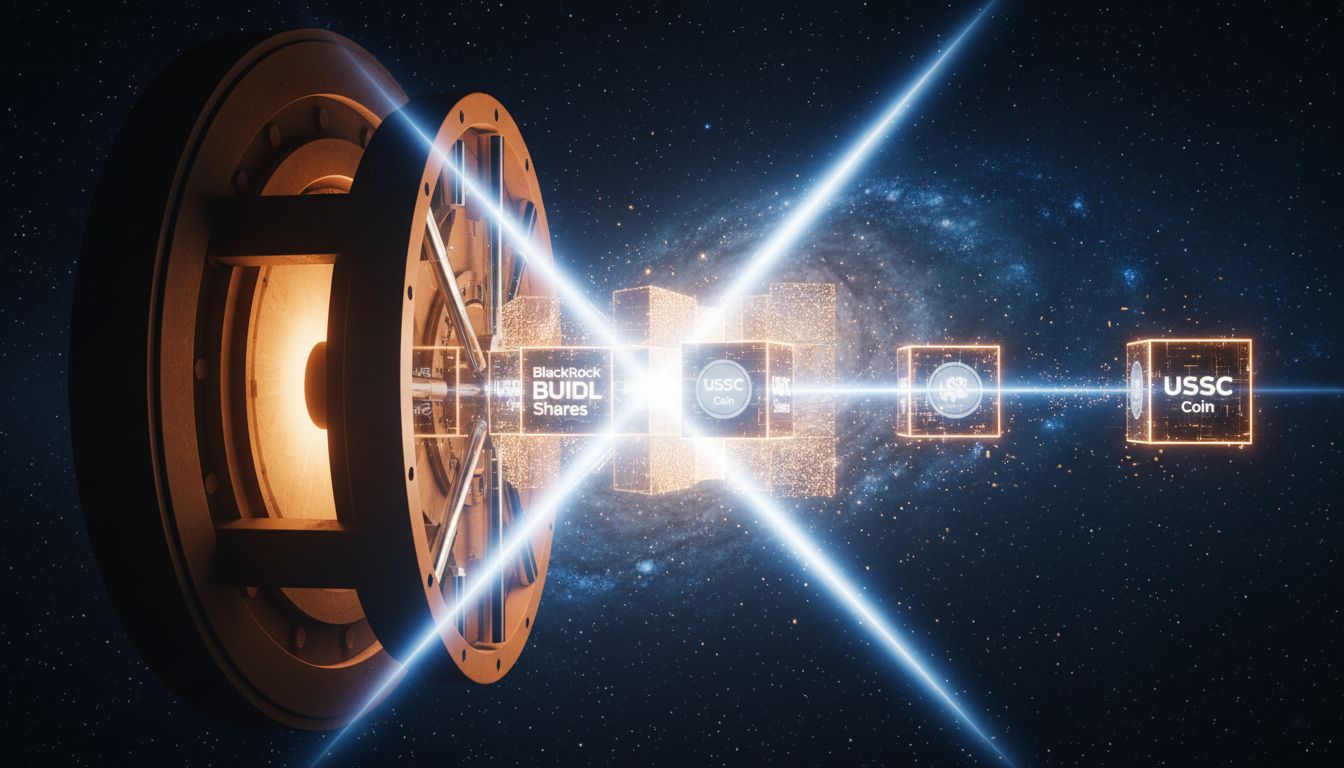Diagram illustrating JupUSD's dual-asset reserve system showing 90% USDtb backed by BlackRock BUIDL fund and 10% USDC liquidity buffer